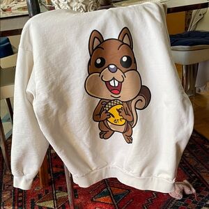 drew house off white oversized hoodie with Cartoon Squirrel